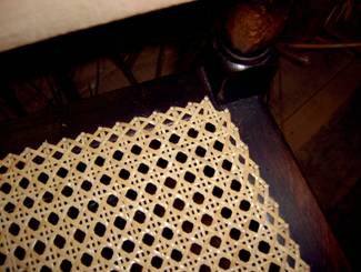 Chair seat after caning in standard six-way pattern